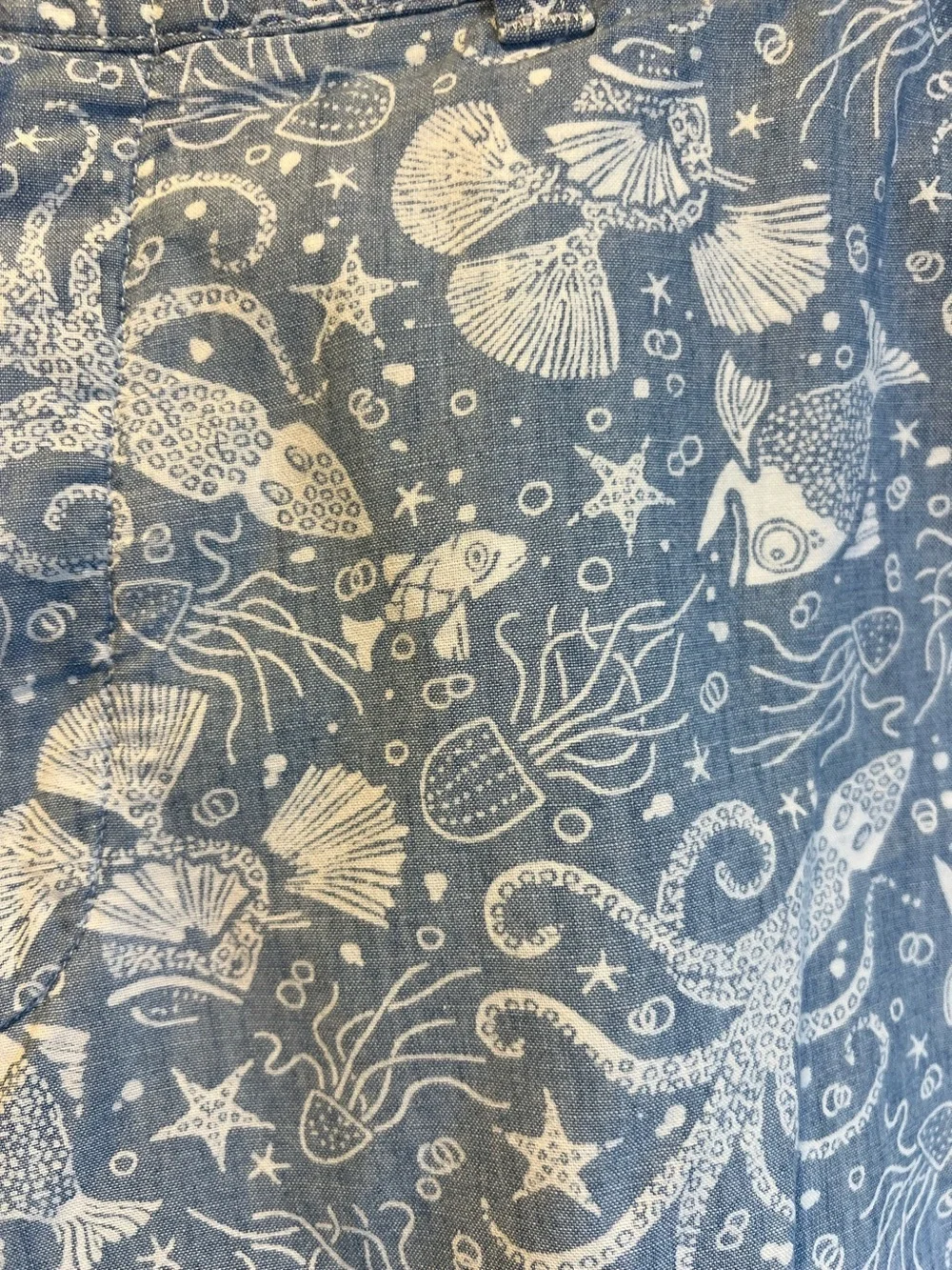 J. Crew Men’s Sea Creature Print Cotton Shorts Size 38 Color Blue/White